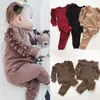 Clothing Sets born Baby Boys Girls Clothes Ruffles Decor Sweatshirt Pants Solid Long Sleeve Infant kids Fall clothes 3 Color 230919