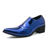 Chaussures habillées Argent Hauteur Augmentation Hommes 38-46 Cuir Mariage Talons Hauts Formel Slip-On Carrière Travail