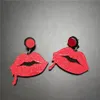 Halloween Bat Dangle Earring voor Vrouw Glitter Rood Bloed Lip Gothic Vrouwen Acryl Jewelry267Q