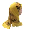 Vêtements ethniques Enfants Enfants Filles Musulman Islamique Arabe Imprimer Fleur Hijab Turban Chapeau Chapeau