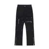 Jeans para hombres Techwear Men Y2k Moda negra Pantalones de mezclilla de pierna ancha para ropa de calle casual Hip Hop Straight Baggy con estilo