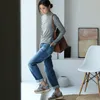 Jeans da donna MICOCO N1357C lavaggio coreano bianco per realizzare vecchi buchi jeans larghi a vita alta con punteruolo skinny 230918