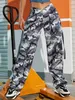 Pantalon Femme S 2023 Femmes Mode Camo Cargo American Vintage Street V Cut Taille Imprimer Flap Poche Pantalon Large Jambe Mujer 230919