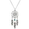 Collane Chian per ragazza in lega di colore argento antico per le donne Vintage Corea Dream Catcher foglie ciondolo collana gioielli co2606