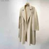 Men's Wool Blends MAX Women Jacket Autumn Winter New Labbro Bathrobe Water Ripple Double Faced Wool Coat Lace Up Woolen Long Coat Women L230919