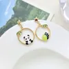 Studörhängen 10 Par /Lot Fashion Jewelry Metal Emalj Bambu Panda för kvinnor