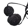 Anhänger Halsketten Vintage schwarze Rose Blume Halsband Halskette Schlüsselbein Kette Stoff Frauen