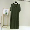 Mulheres sleepwear casual mulheres vestido sexy v pescoço manga curta split longo nightdress plus size moda cor sólida casa wear nightgowns