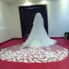 Veli da sposa 4 metri Avorio/Bianco Bordo in pizzo Fiori Tulle Cattedrale Matrimonio Lungo Veu De Noiva 2023 Accessori