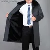 Men's Wool Blends New 2023 Wool Coat Cashmere Overcoat Real Rabbit Fur Thick Warm Winter Coats s Peacoat Long Jacket Men M-4XL L230919