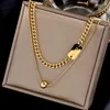 Pendant Necklaces Luxury Titanium Steel Square Necklace Heart Ball Letter Neck Chain Girl Jewelry