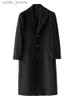 Men's Wool Blends Mauroicardi Autumn Winter Long Warm Black Trench Coat Men Single Breasted Luxury Wool Blends Overcoat 2022 High Quality Clothing L230919