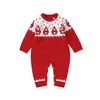 Strampler Weihnachten Stil Rot Langarm Baby Jungen Mädchen Baumwolle 018M Strickwaren Säugling Frühling Herbst Bodysuit Kleinkind Overall 230919