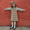 Sukienki chrzestne sukienki dla dzieci 2023 jesień zima MP Girls Ins Style kolorowy kraciasty na dzianinowy szachownica vintage top 230918