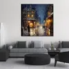 Canvas Post Winter Street Views Christmas Atmosphere City Picture Prints for Modern Living Room Wall Decor