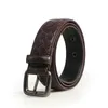 Belts 3.4cm Wide Western Hand Brided Black Coffee Blue Surface Cowhide Leather Pin Buckle Men Belt Fashion Jeans Causal Pants