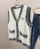 designer jacket women sleeveless V-Neck knit cardigan jackets womens coat