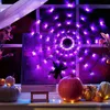 LED -strängar Party 1m 70LED spindelnätsljus med svarta spindel 8Modes fjärrvattentät krans för Halloween Garden Outdoor Decorations HKD230919