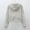 LU-98 Kvinnor borstade full zip hoodie jacka sportkläder yoga kläder huva träning spår löprock med fickor utomhus fleeces tumme holesg