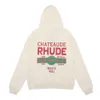 Diseñador Ropa de moda Sudaderas de lujo para hombres Rhude Sudadera con capucha americana Oversize Small High Street Fashion Brand Ins Primavera y otoño Pareja suéter