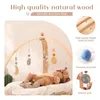 Mobiles# 1set Natural Wooden Baby Gym Frame With Star Pendant Triangular Curved Shape Foldable Activity Gym Toys Shower Gifts Room Decor 230919