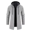 Men's Jackets AutumnWinter Knitwear Jacket Thickened Medium Length Cardigan Hooded Zipper Outerwear 230919