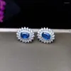 Studörhängen Colife Jewelry 925 Silver Blue Sapphire Earirngs 4 6mm Natural Classic