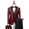 Męskie garnitury Blazers Luxury Gold Gold Jacquard Suit 2 -częściowy zestaw Business Bankiet sukienka moda mody garnitury ślubne dla mężczyzn 230918