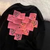 EBAIHUI Dames Effen Kleur Trui Ins Trendy Post It Notes Design Dames Sweatshirt met ronde hals Herfst Losse lange mouw