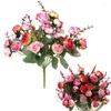 Dekorativa blommor Artificial Rose Flower Fake 21 Head 1 Bouquet Home Wedding Decoration Party Supplies