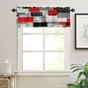 الستار الهندسي الأحمر الأسود الرمادي الصلب ملخص ستائر قصيرة المطبخ مقهى نبيذ خزانة خزانة نافذة صغيرة ديكور المنزل