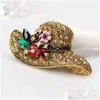 Pins Broschen Kristall Frau Sonnenhut Brosche Pin Business Anzug Tops Cor Blume Strand Strass Für Frauen Mode Schmuck Drop Lieferung dh1M8