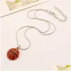 Pendentif Colliers Haute Qualité Ball Sports Collier Cristal Strass Softball Baseball Basketball Chaînes De Serpent Pour Femmes Hommes Fans Dhsst