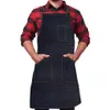 Tabliers Cuisine Denim tablier hommes femmes avec poche Chefs cuisine réglable cuisson noir bleu Simple uniforme étanche à l'eau Dropship262P