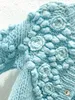 903 2023 Autumn Runway Sweater Long Sleeve Crew Neck Cardigan Blue Flora Print Fashion Casual Women Clothes yuecheng