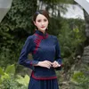 Ethnic Clothing Linen Chinese Traditional Top Qipao Shirt For Woman Cheongsam Style Shirts Blouse Ladies Plus Size Robe Chinoise201f