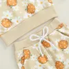 Conjuntos de ropa Moda para niños pequeños Bebés Niñas Calabaza Estampado de flores Manga larga Cuello redondo Sudadera Pantalones deportivos Ropa de Halloween