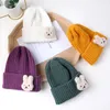 CAPS HATS KOREAN CUTE BEAR BABY FÖR KIDS SOFT SKILT CAP VARME BEANIE Hösten Vinter Solid Color Children Toddler Crochet Hat 230919