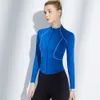 LL Long Sleeve Tight Yoga Top Women's Running Sports Zipper Coat Elastic Training Fitness Suit Same Style Autumn and Winter Coat