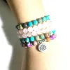 SN1530 New Design Women's 108 Mala Yoga Bracelet Pink Crystal Natural Jasper Mala Beads Bracelet Lotus Energy Yoga Jewelry208m