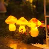 LED -strängar Party LED Solar Cute Mushroom String Lights Garden Decoration Light Waterproof Solar Fairy Lawn Lamp för uteplats Yard Landscape Lighting HKD230919