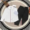 fashion kids Tracksuits baby clothes autumn Sets for boy Size 100-150 CM 2pcs Striped white lapel shirt and fashionable jeans Sep15