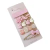 Hair Accessories 5pcs/set Girls Clips Lovely Heart And Flower Hairpins With Pearls Side Pink Blue Headdress