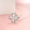 Clavicle Chain Four Leaf Grass Necklace Jewelry Flower 925 Silver Pendant Necklace with Diamonds Fashion Design Women's Heart shaped Birthday Gift