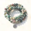 SN1034 Fashion Women's Wrap Bracelet Trendy India Agate Necklace 108 Mala Fancy Jasper Beads Breaclet224t