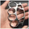 Mässing Knuckles Metal Thicked Round Head Knuckle Duster Finger Fist Buckle Self-Defense Tiger Ring Outdoor Pocket EDC Defense Tool Dr DH7HB