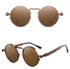 Модные солнцезащитные очки в стиле стимпанк UV400, высококачественные цветные линзы, очки для мужчин и женщин, ретро, круглая металлическая оправа, солнцезащитные очки, очки
