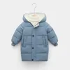 Jacken Winter-Kinder-Daunenjacke, mittellange Babyjacke für Jungen und Mädchen, einfarbig, lässige Kapuzenjacke, Strickjacke 230918