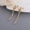 Boucles D'oreilles Clous Design Chaîne De Niche Française Plein Diamant Zircon Titane Acier Or 18 Carats