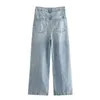 Jeans da donna Maxdutti American Vintage High Street Women Washed Harem Mommy Pieghettato Azzurro Fidanzato Rilassato